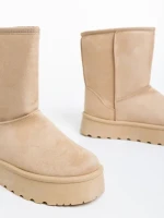 Cizme dama bej din material textil Peigi