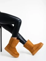 Cizme dama camel din material textil Peigi