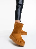 Cizme dama camel din material textil Peigi