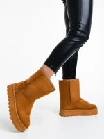 Cizme dama camel din material textil Peigi