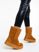 Cizme dama camel din material textil Peigi