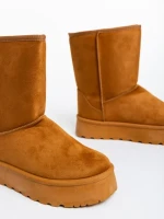 Cizme dama camel din material textil Peigi