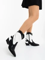 Cizme dama alb cu negru din piele ecologica Nimera