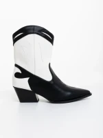 Cizme dama alb cu negru din piele ecologica Nimera