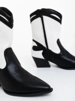 Cizme dama alb cu negru din piele ecologica Nimera