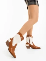 Cizme dama camel cu bej din piele ecologica Nimera