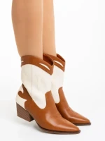 Cizme dama camel cu bej din piele ecologica Nimera