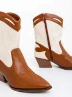 Cizme dama camel cu bej din piele ecologica Nimera