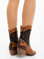 Cizme dama camel cu maro din piele ecologica Nimera