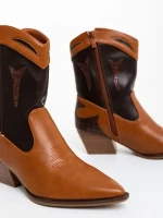 Cizme dama camel cu maro din piele ecologica Nimera