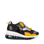 Pantofi sport dama negri din piele ecologica si material textil Tursa