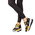 Pantofi sport dama negri din piele ecologica si material textil Tursa