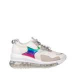 Pantofi sport dama albi din piele ecologica si material textil Tursa