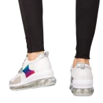Pantofi sport dama albi din piele ecologica si material textil Tursa