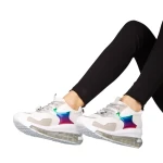 Pantofi sport dama albi din piele ecologica si material textil Tursa