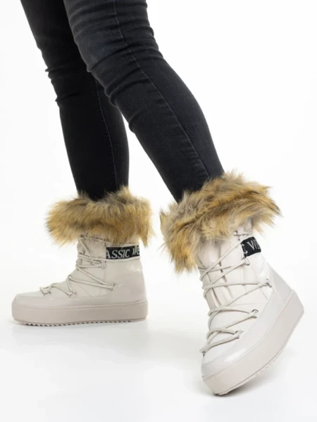 Cizme dama bej din material textil Rosalba