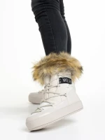 Cizme dama bej din material textil Rosalba