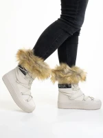 Cizme dama bej din material textil Rosalba