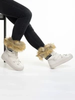 Cizme dama bej din material textil Rosalba