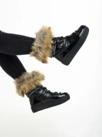 Cizme dama negre din material textil Rosalba