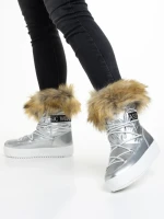 Cizme dama argintIi din material textil Rosalba