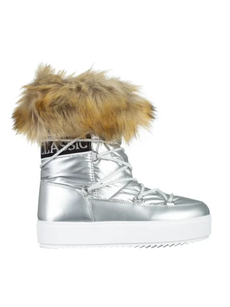 Cizme dama argintIi din material textil Rosalba