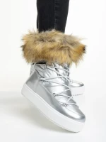 Cizme dama argintIi din material textil Rosalba