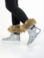 Cizme dama argintIi din material textil Rosalba