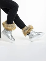 Cizme dama argintIi din material textil Rosalba