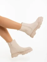 Ghete dama bej din piele ecologica Adeliza