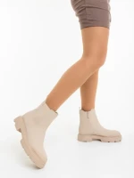 Ghete dama bej din piele ecologica Adeliza