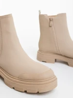 Ghete dama bej din piele ecologica Adeliza