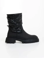 Cizme dama negre din piele ecologica si material sintetic Linora