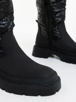 Cizme dama negre din piele ecologica si material sintetic Linora