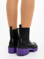 Ghete dama negre cu mov din piele ecologica Impera