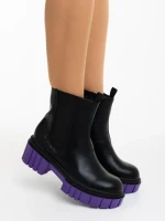 Ghete dama negre cu mov din piele ecologica Impera