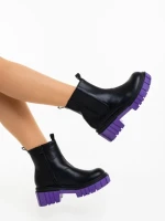 Ghete dama negre cu mov din piele ecologica Impera