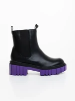 Ghete dama negre cu mov din piele ecologica Impera