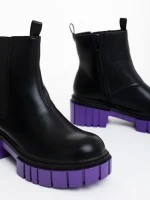 Ghete dama negre cu mov din piele ecologica Impera