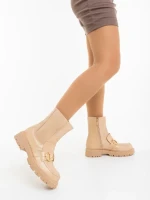 Ghete dama bej din piele ecologica Aurona