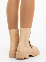 Ghete dama bej din piele ecologica Aurona