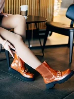 Ghete dama camel din piele ecologica Aurona