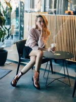 Ghete dama camel din piele ecologica Aurona