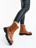 Ghete dama camel din piele ecologica Aurona