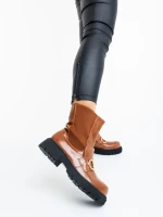 Ghete dama camel din piele ecologica Aurona