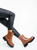 Ghete dama camel din piele ecologica Aurona