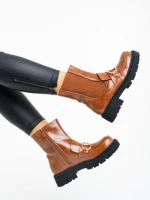 Ghete dama camel din piele ecologica Aurona
