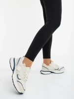 Pantofi sport dama bej cu albastru din piele ecologica si material textil Revana