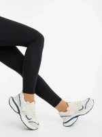 Pantofi sport dama bej cu albastru din piele ecologica si material textil Revana