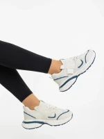 Pantofi sport dama bej cu albastru din piele ecologica si material textil Revana